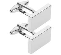 Lurrose Silver Rectangular Cufflinks for Men Made of Brass with Plating, Accessory for Cuff Shirt, Elegant High Gloss Metal Design Suitable for Wedding and Formal Occasions
