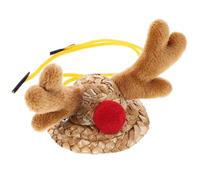 Lurrose Small Animal Christmas Hat for Hamster and Hedgehog, Hand-Knitted Mini Reindeer Cap with Adjustable Strap, Cute Pet Costume Accessory for Holiday Party