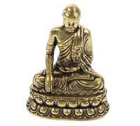 Lurrose Small Brass Buddha Statue Sakyamuni Figurine Creative Hollow Dharma Master Ornament Home Decoration Stable Retro Craft Desktop Sculpture