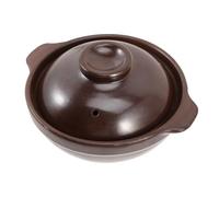 Lurrose Small Covered Ceramic Casserole Pot for Rice Noodles and Soup High Temperature Resistant Clay Stew Pot with Steam Vent Lid and Side Handles Household and Commercial Cookware