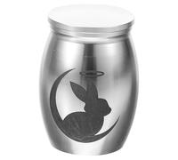 Lurrose Small Rabbit Pet Urn Silver Mini Metal Cremation Keepsake Memorial Ashes Container for Bunny Ashes