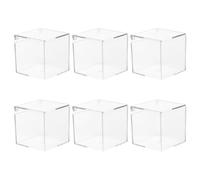 Lurrose Small Square Acrylic Candy Boxes with Flip Lids 6pcs Lightweight and Safe Storage Containers for Sweets and Jewelries, for Christmas and Party Favors