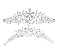 Lurrose Snowflake Bridal Crown Headband with Rhinestone Alloy Wedding Tiara Hair Accessory for Bride Party Christmas Headdress