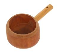 Lurrose Solid Wood Water Ladle with Handle, Kitchen and Bath Scoop Spoon for Tea Ceremony, Rice, and Cooking - Natural Wood Color Wooden Tea Scoop for Pouring and Serving
