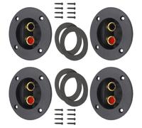 Lurrose Speaker Zinc Alloy and Abs Material 4pcs round 3.1 Inch Spade Connectors with Binding Post Terminals Easy to Install Speaker Enclosure for Home Audio-visual Subwoofer