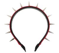 Lurrose Spiked Headband for Women Punk Goth Hair Accessory Red Rivet Headpiece Halloween Cosplay Steampunk Hairband for Performances and Party Wear