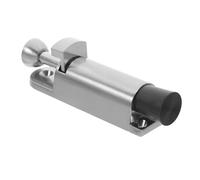 Lurrose Spring-Loaded Zinc Alloy Slide Bolt Latch for Double Doors Small Brushed Silver Step-on Doorstop Floor Latch Anti-Collision Kit for Indoor Security and Windproof Door Hold