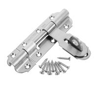 Lurrose Stainless Steel Door Security Latch with Lock Barrel, Double Protection Heavy Duty Gate Bolt Lock with 8 Screw-Holes, Suitable for Cabinets and Bedrooms on Security Occasions