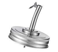 Lurrose Stainless Steel Oil Jar Lid with Pour Spout Wide Mouth Can Lid with Silicone Seal Leak Detachable Cover for Cooking Oil Dispenser and Mason Jars