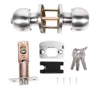 Lurrose Stainless Steel Three Rod Spherical Door Lock Knob Set for Home Room Doors Reliable 3-Pillar Lock Suitable for Household and Bedroom Use 30-50mm