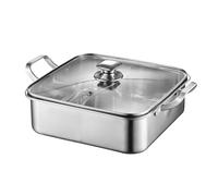 Lurrose Stainless Steel Two-Flavor Hot Pot with Divider for Induction Cooker Rust-Resistant Stock Pot for Home and Restaurant Cooking Double-Compartment Shabu Shabu Stew Pan