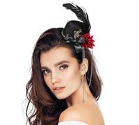 Lurrose Steampunk Mini Top Hat Fascinator Hair Clip with Rose