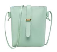 Lurrose Style Women Crossbody Bag Bucket Bag Large Capacity PU Leather Green Color Adjustable Rope Shoulder Handbag for Shopping and Leisure