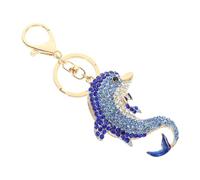 Lurrose Stylish Blue Rhinestone Dolphin Keychain Adornment with Simple Shape Design for Tote and Clothes Decoration, Desktop Ornament and Gift for Family Members and Friends