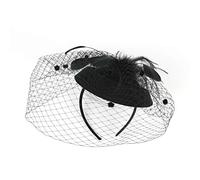 Lurrose Tea Party Hat for Women Bridal Photography Headband Wedding Photo Hat Black Veil Headband Veil Tea Party Hats Mesh Lace Hat Fascinator Hat with Veil Derby Halloween Bride