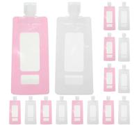 Lurrose Travel Leak-Proof Lotion and Shampoo Pouches 20Pcs 90Ml Refillable Stand Up Squeeze Pouch Set with Pink and White Colours for Toiletries Suitable for Gym and Travel