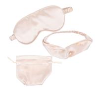 Lurrose Travel Sleep Mask Set with Artificial Silk Eye Cover Hairband Storage Bag for Women Light Blocking Blindfold for Work Sports Travel Party Comfortable Rest and Hair Styling