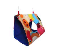 Lurrose Triangle Parrot Hanging Hammock Bed Small Canvas Bird Nest with Blue Bear Design and Comfortable Resting Spot for Canary Lark Budgie and Small Birds Suitable for Cage Home Use