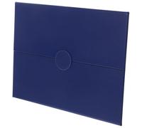 Lurrose Trifold A4 Blue Leather Diploma Cover Certificate Holder Round Button Closure Award Certificate Protective Holder for Graduation and Marriage Document Cover Organizer