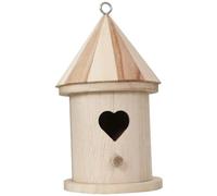 Lurrose Unfinished Paintable Wooden Bird House with Heart-shaped Door DIY Outdoor Bird Box and Feeder for Garden Balcony Porch Natural Nesting Shelter and Parrots