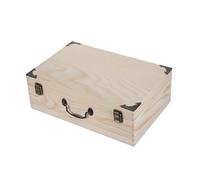 Lurrose Unfinished Wooden Storage Box with Hinged Lid and Lockable Closure, Pine Wood Rectangle Craft Container with Smooth Paintable Surface, Versatile Storage Solution for Coffee Table