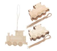 Lurrose Unfinished Wooden Train Cutouts 20Pcs Pendants for DIY Christmas Tree Hanging Ornaments Natural Wood Craft Supplies