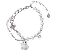 Lurrose Unisex Halloween Ghost Charm Bracelet Wristband in Silver Alloy, Comfortable and Adjustable Punk Accessory for Occasions and Stylish Aesthetic Look
