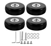 Lurrose Universal Suitcase Wheels Replacement Kit with 50mm Rubber Silent Rolling Wheels, Metal Bearings, Axles and Wrenches for Quick DIY Installation on Luggage and Travel Suitcases