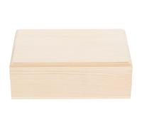 Lurrose Unpainted Pine Wood Jewelry Organizer Box with Magnetic Hinged Lid, 14x9x5cm Rectangular Wood Storage Box for Craft Projects and Trinket Display, Portable Jewelry Display Case