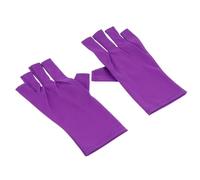 Lurrose UV Protection Fingerless Nail Gloves 2pcs, Purple Short Half-Finger Polyester Gloves for Outdoor Manicure and Gel Nail Art Care
