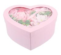 Lurrose Valentine S Day Soap Flower Box Pink Heart-shaped Indoor Scented Artificial Peony Bouquet for Teachers Women Birthday Anniversary Decorations