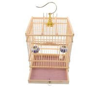 Lurrose Vintage Bamboo Bird Cage Rectangular Carbonized Purple Finish with Removable Tray User-friendly Lock for Lovebirds Finches Small Pet Birds Indoor Balcony Use