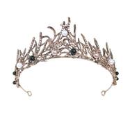 Lurrose Vintage Baroque Crown Wedding Tiara Crown Bride Rhinestone Pearl Crown Headband Hair Bride Headdress For Wedding Banquet Black