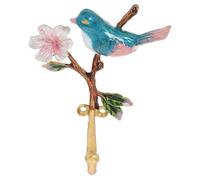 Lurrose Vintage Bird & Flower Enamel Wall Hook - Pink Hand-Painted Decorative Metal Hanger, No-Drill Self-Adhesive Coat Hook for Keys, Jewellery, Towels and Bags, Shabby Chic Wall Art Decor for Home