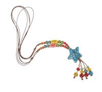 Lurrose Vintage Boho Ceramic Beaded Necklace for Women with Star Shaped Pendant, Lightweight and Fade Resistant, for Beach and Casual Summer Occasions