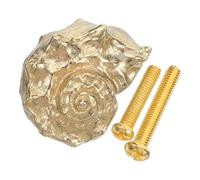 Lurrose Vintage Brass Door Handle Set Ammonite Shaped Golden Pull Handle, Wear Resistant, Simple Installation for Cabinet Pulls, Rooms and Studies