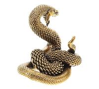 Lurrose Vintage Brass Snake Figurine with Open Mouth Detailed Snake Sculpture Home Ornament for Living Office Study Portable Stylish Brass Animal Statue