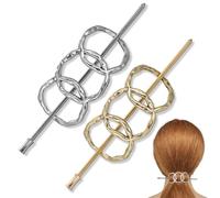 Lurrose Vintage chignon pin 2pcs alloy bun hair sticks with smooth finish for women elegant daily wear hair holder in silver and gold