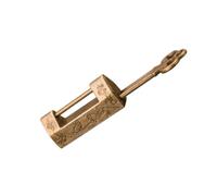 Lurrose Vintage Chinese Antique Padlock with Key Set, Retro Magpie Horizontal Open Copper Lock for Jewelry Box, Suitcase, Small Box Packing Buckle, Old-Style Decorative Latch