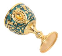 Lurrose Vintage European Style Royal Goblet Decorative Gold Chalice Blue Design, Medieval Offering Bowl for Halloween and Ceremonial Use