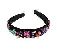 Lurrose Vintage Headband Crystal Diamond Hairband Wide Headband Hair Hoop for Woman Girl