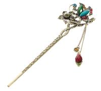 Lurrose Vintage Rhinestone Hair Chopstick Butterfly Hair Stick with Tassel, Metal Chinese Hairpin Bun Updo Holders for Women Girls