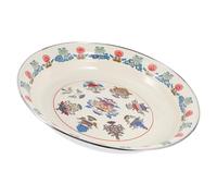 Lurrose Vintage Style Enamel Plate 30cm White Enamelware Steamed Dish Tray Household Fruit Serving Platter Retro Chinese Style Dinner Plate for Kitchen and Home