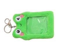 Lurrose Visible Card Holder Frog Motif Plush Card Sleeves for Id Credit Bus Office Library Cards Keychain Buckle Design