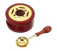 Lurrose Wax Seal Warmer Kit Multiple Interchangeable Ergonomically Curved Spoon with Sturdy Base Retro Compact Wax Seal Stove Sealing Envelopes Includes and Workspace Use
