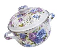 Lurrose Wear-Resistant Enamel Stockpot with Two Handles Thickened Vintage-Style Soup and Stew Pan for Induction and Gas Cookers Household Casserole with Heat-Resistant Non-Slip Grip