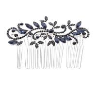 Lurrose Wedding Hair Comb Blue Rhinestone Hair Comb Hairpin Bride Vintage Navy Crystal Bridal Hair Accessories for Women Girls