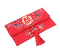 Lurrose Wedding Money Envelope Large Chinese Style Cloth Red Packet for Weddings 33x25cm Embroidered Brocade Luck Money Bag Party Favor