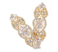 Lurrose Wedding Sash Belt with Hot Fix and Gluing Features 2pc with Crystal Applique Beaded Decor Golden Glass Material for Bridal Dresses Suitable for Neckline and Different Occasions
