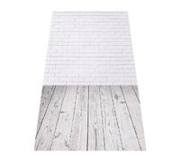 Lurrose White Brick Wall Photography Backdrop Cloth, Textured Old Wood Grain Background Fabric, Seamless Photo Studio Background for Portrait and Product Shooting
